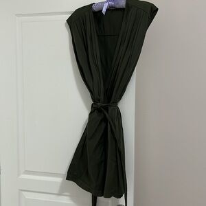 Cotton pleated wrap dress